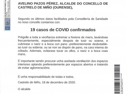 NOTA INFORMATIVA: Actualizaci�n datos COVID