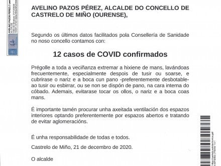 NOTA INFORMATIVA: Actualizaci�n datos COVID