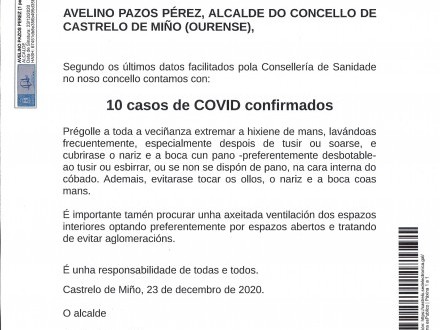 NOTA INFORMATIVA: Actualizaci�n datos COVID.
