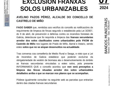 Exclusi�n franxas solos urbanizables