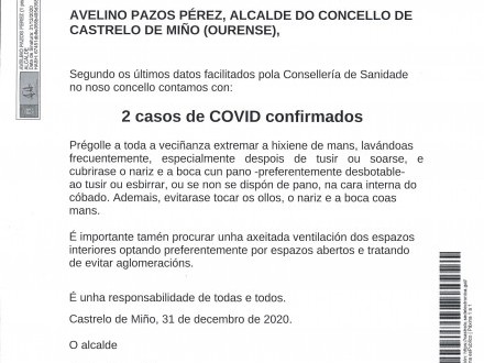 NOTA INFORMATIVA: Actualizaci�n datos COVID.