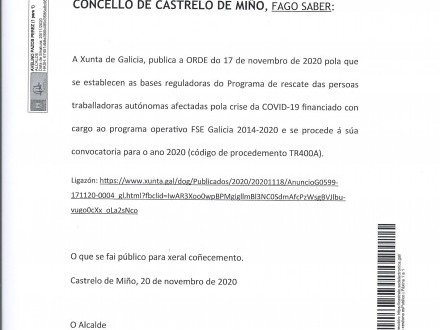 NOTA INFORMATIVA: PROGRAMA DE RESCATE DAS PERSOAS TRABALLADORAS AUT�NOMAS