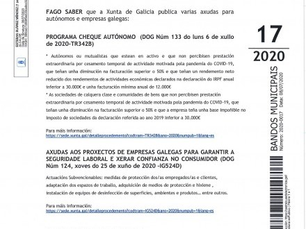 BANDO 17/2020: AYUDAS XUNTA AUT�NOMOS Y EMPRESAS