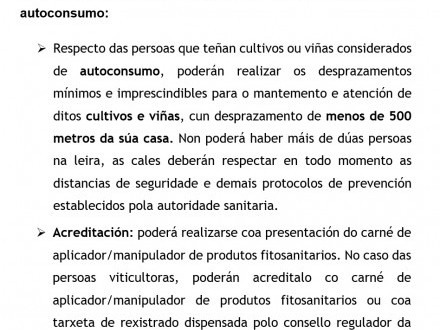 NOTA INFORMATIVA: RESTRICCI�NS ACTIVIDADES AGRARIAS AUTOCONSUMO