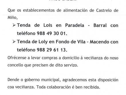 NOTA INFORMATIVA: ESTABLECEMENTOS DE ALIMENTACI�N