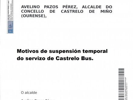 SUSPENSI�N TEMPORAL DO SERVIZO DE CASTRELO BUS